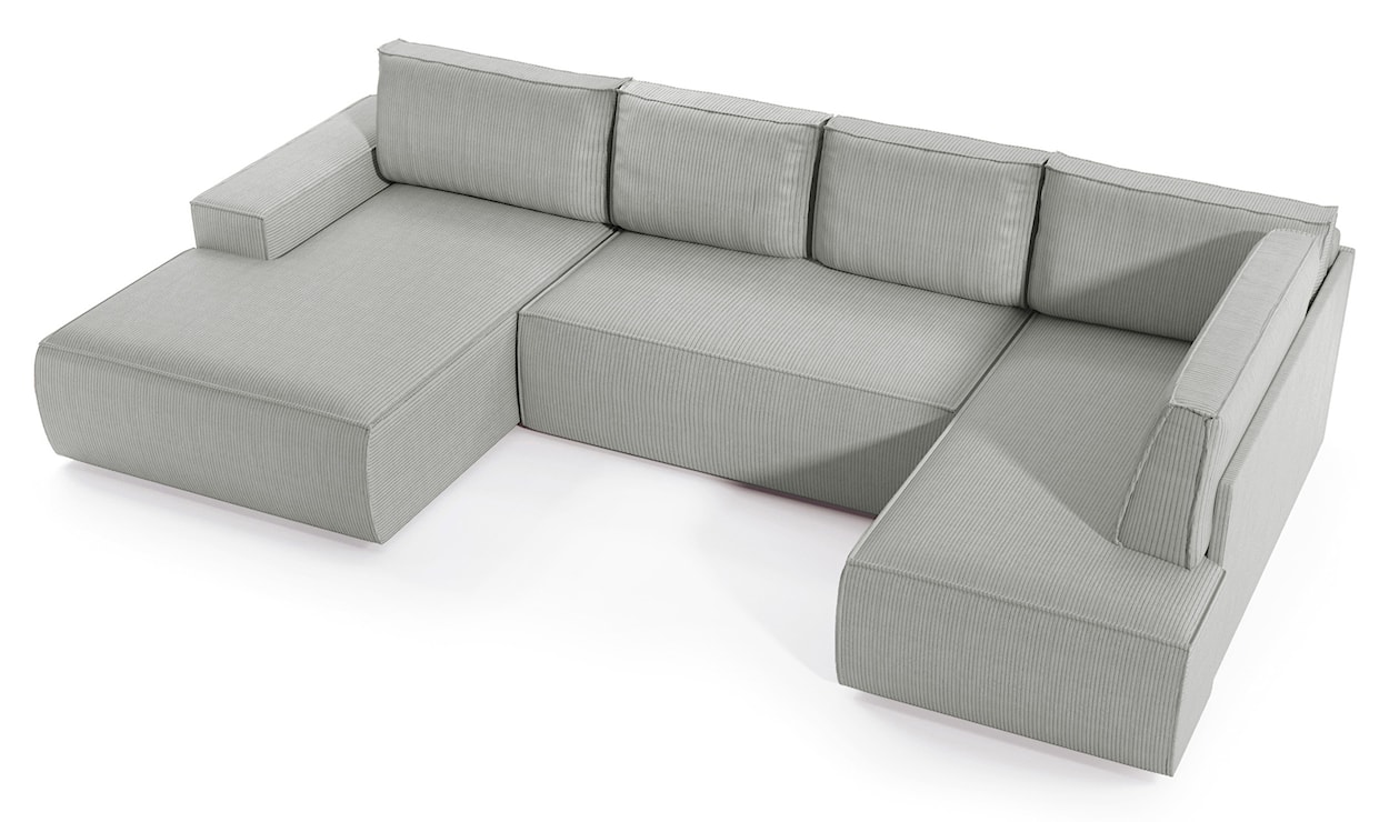 Narożnik z funkcją spania Farese New U-kształtny z pojemnikiem lewostronny jasnoszary sztruks  - zdjęcie 4