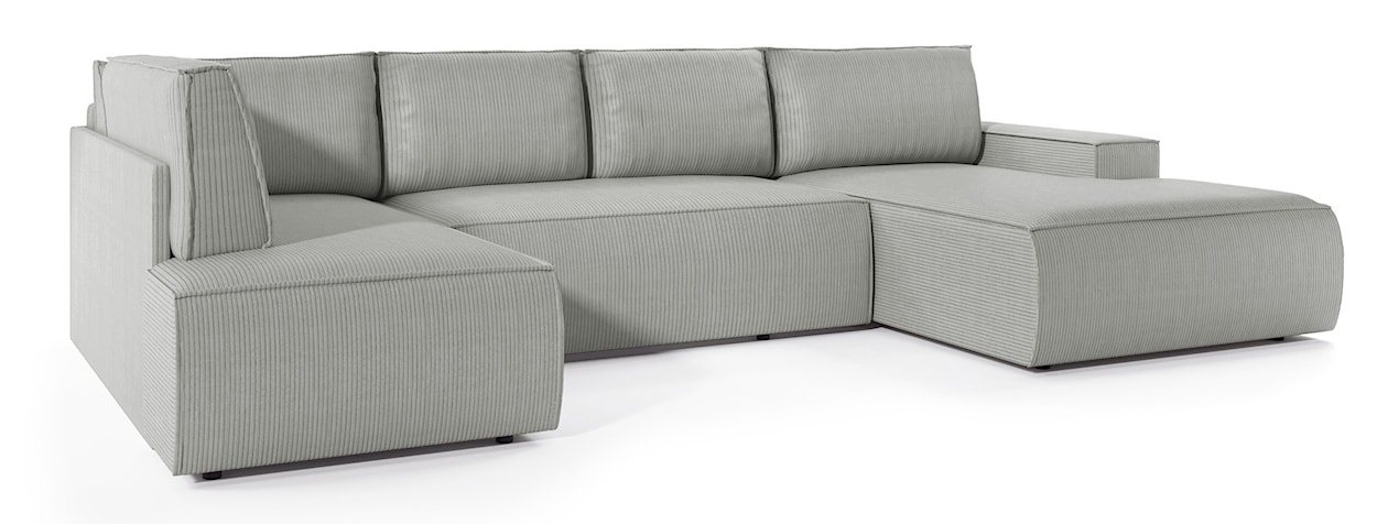 Narożnik z funkcją spania Farese New U-kształtny z pojemnikiem prawostronny jasnoszary sztruks  - zdjęcie 5