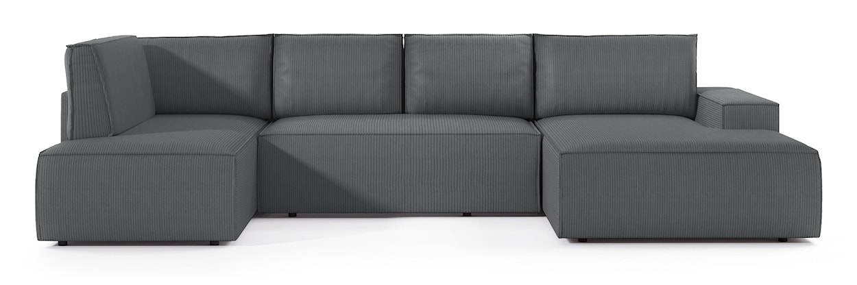 Narożnik z funkcją spania Farese New U-kształtny z pojemnikiem prawostronny szary sztruks