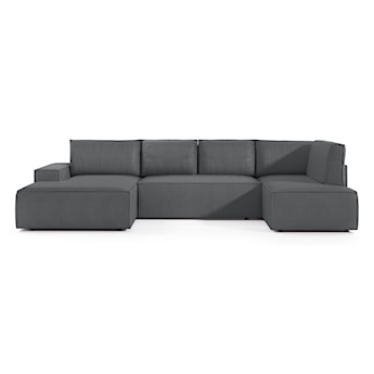 Narożnik z funkcją spania Farese New U-kształtny z pojemnikiem lewostronny szary sztruks