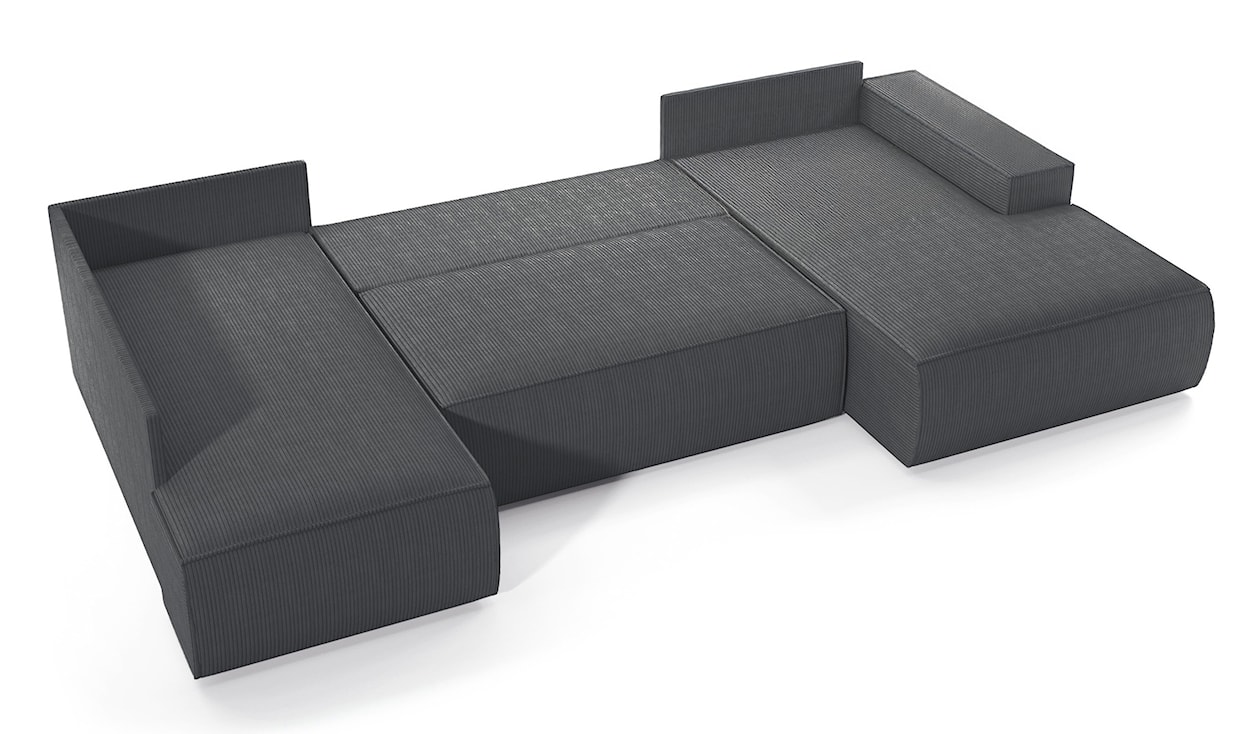 Narożnik z funkcją spania Farese New U-kształtny z pojemnikiem prawostronny szary sztruks  - zdjęcie 3