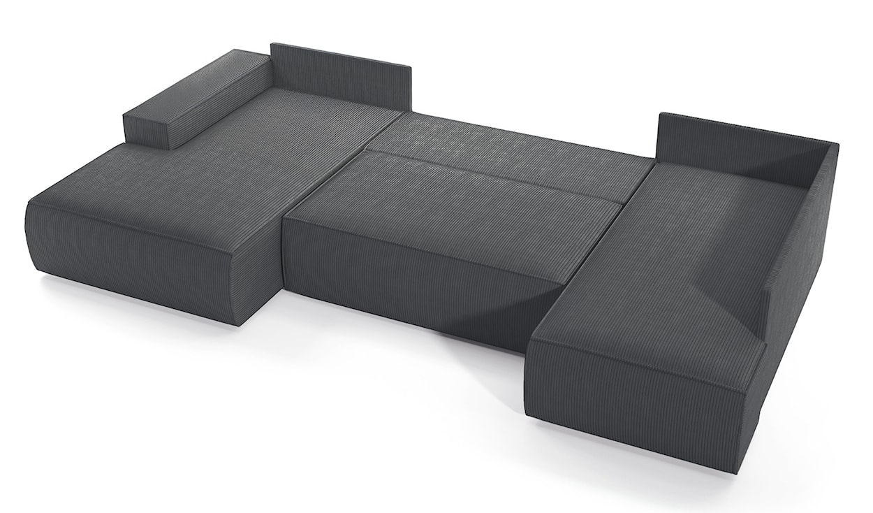 Narożnik z funkcją spania Farese New U-kształtny z pojemnikiem lewostronny szary sztruks  - zdjęcie 3