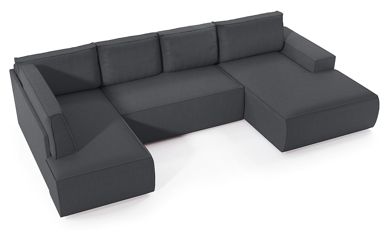 Narożnik z funkcją spania Farese New U-kształtny z pojemnikiem prawostronny szary sztruks  - zdjęcie 4