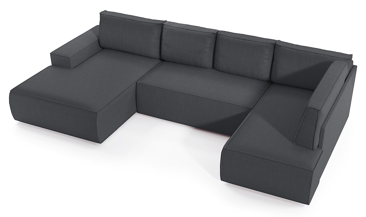 Narożnik z funkcją spania Farese New U-kształtny z pojemnikiem lewostronny szary sztruks  - zdjęcie 4