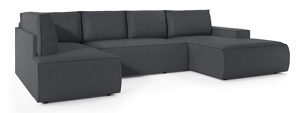 Narożnik z funkcją spania Farese New U-kształtny z pojemnikiem prawostronny szary sztruks  - zdjęcie 5