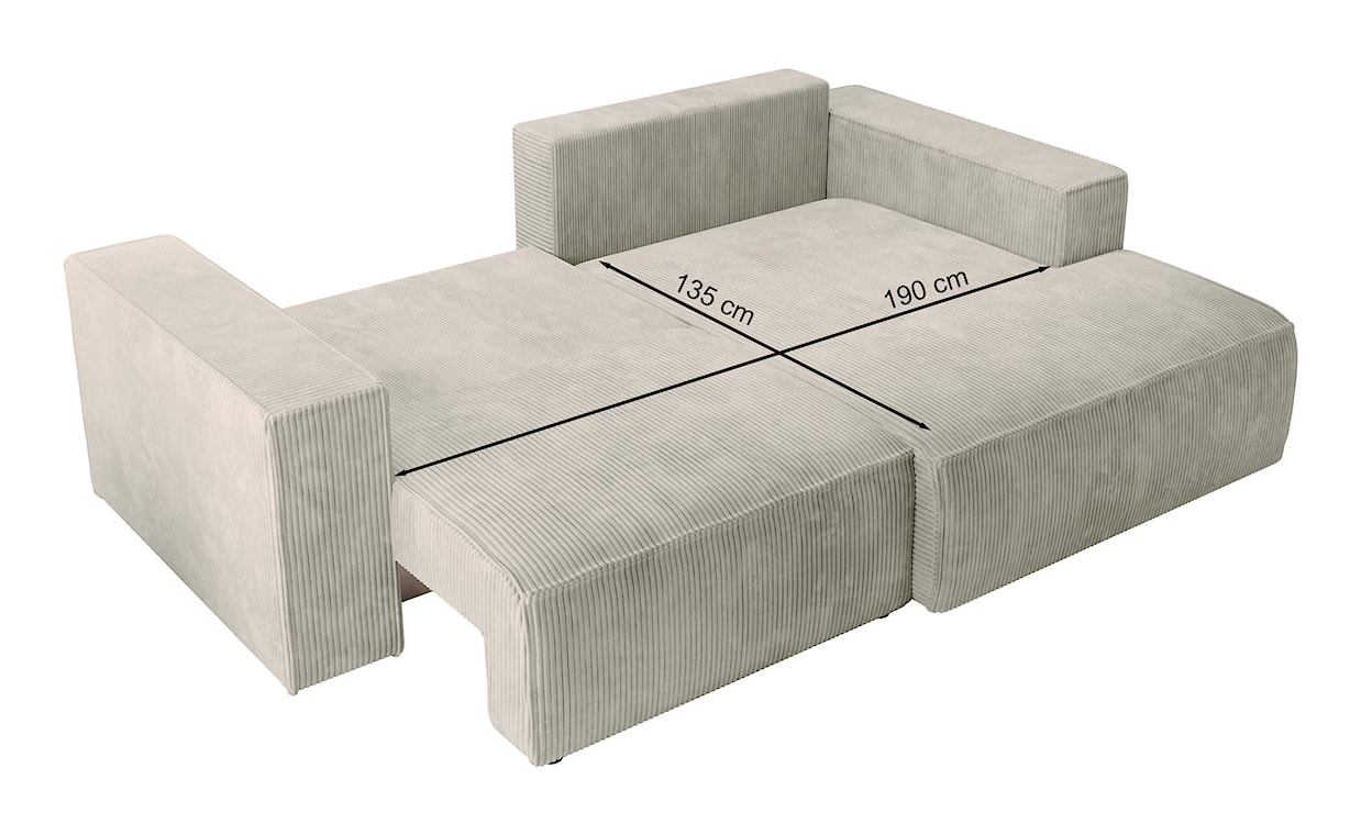 Narożnik z funkcją spania Farese mini L-kształtny prawostronny z pojemnikiem czarny sztruks  - zdjęcie 7