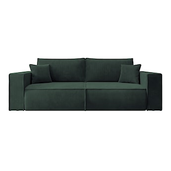 Kanapa rozkładana trzyosobowa Farese z pojemnikiem zielona sztruks