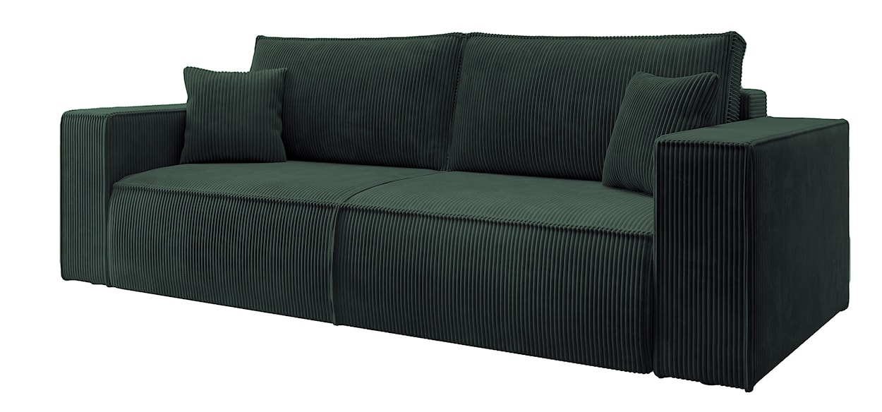 Kanapa rozkładana trzyosobowa Farese z pojemnikiem zielona sztruks  - zdjęcie 4