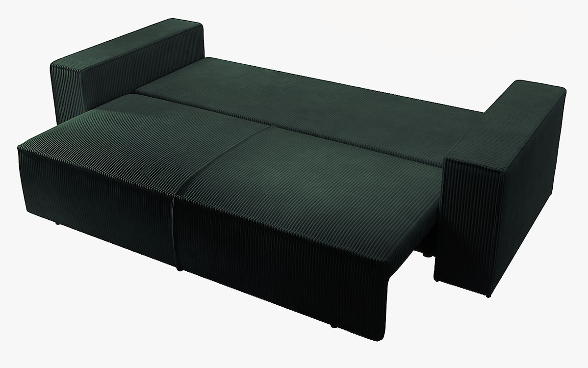 Kanapa rozkładana trzyosobowa Farese z pojemnikiem zielona sztruks  - zdjęcie 5