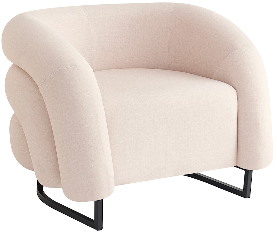 Fotel wypoczynkowy Flessa w tkaninie łatwoczyszczącej kremowy welur 