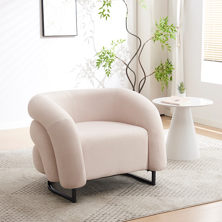 Fotel wypoczynkowy Flessa w tkaninie łatwoczyszczącej kremowy welur  - zdjęcie 2