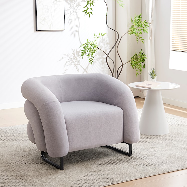 Fotel wypoczynkowy Flessa w tkaninie łatwoczyszczącej jasnoszary welur  - zdjęcie 2