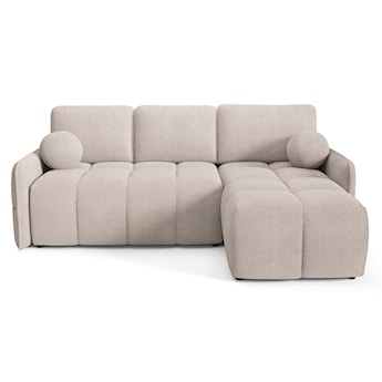 Narożnik z funkcją spania Fluffi L-kształtny uniwersalny z pojemnikiem beżowy boucle