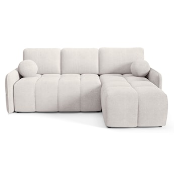 Narożnik z funkcją spania Fluffi L-kształtny uniwersalny z pojemnikiem kremowy boucle