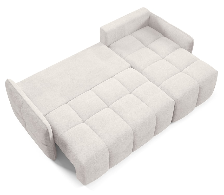 Narożnik z funkcją spania Fluffi L-kształtny uniwersalny z pojemnikiem kremowy boucle  - zdjęcie 3