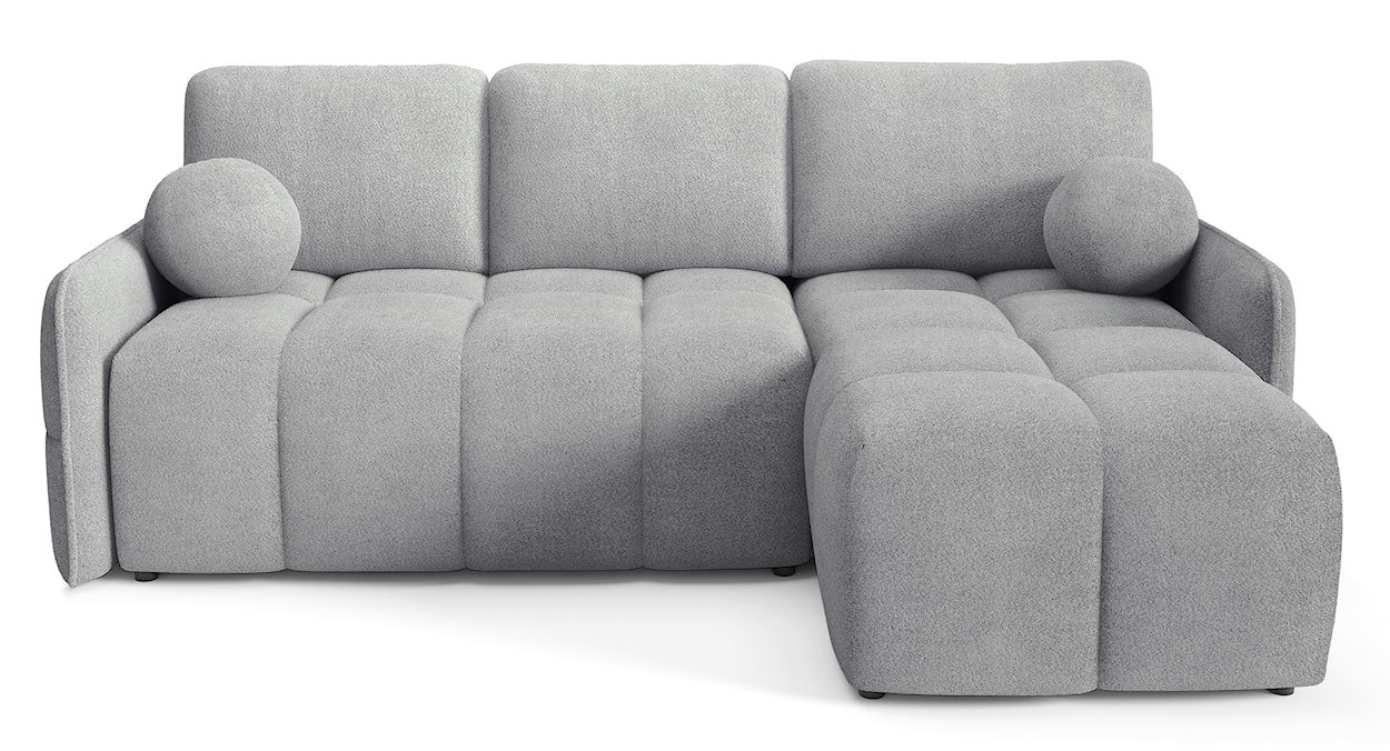 Narożnik z funkcją spania Fluffi L-kształtny uniwersalny z pojemnikiem szary boucle 