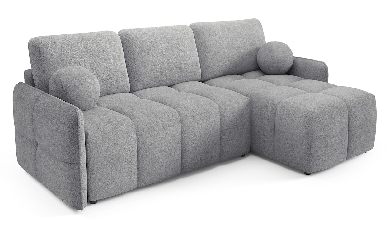 Narożnik z funkcją spania Fluffi L-kształtny uniwersalny z pojemnikiem szary boucle  - zdjęcie 5