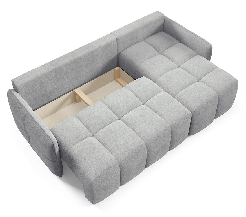 Narożnik z funkcją spania Fluffi L-kształtny uniwersalny z pojemnikiem szary boucle  - zdjęcie 4