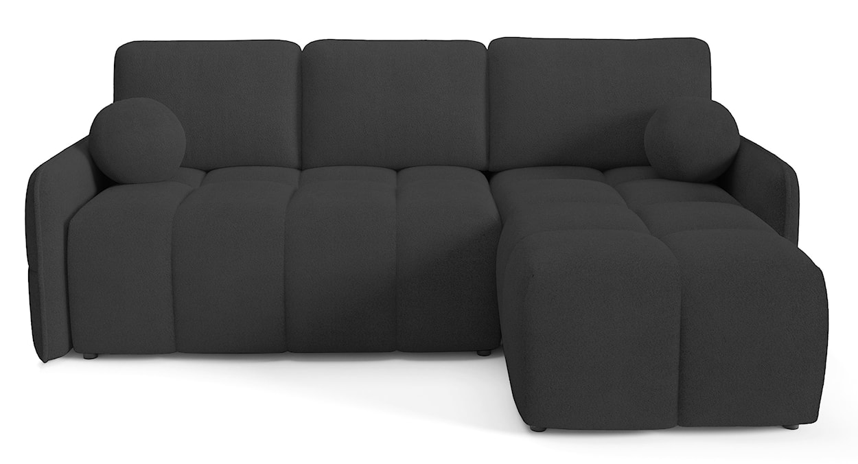 Narożnik z funkcją spania Fluffi L-kształtny uniwersalny z pojemnikiem grafitowy boucle 