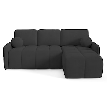 Narożnik z funkcją spania Fluffi L-kształtny uniwersalny z pojemnikiem grafitowy boucle