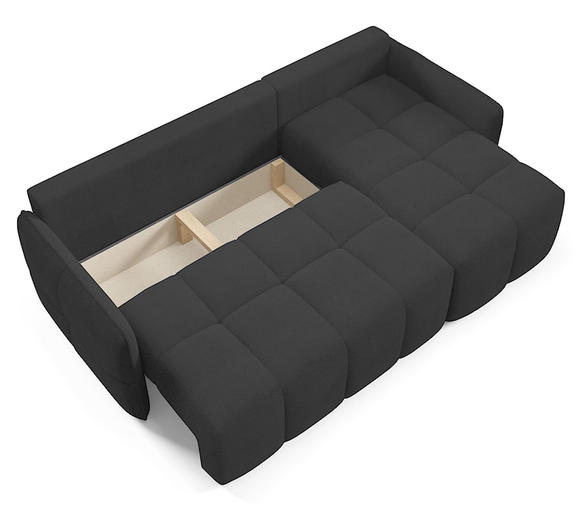 Narożnik z funkcją spania Fluffi L-kształtny uniwersalny z pojemnikiem grafitowy boucle  - zdjęcie 4