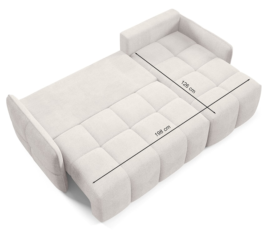 Narożnik z funkcją spania Fluffi L-kształtny uniwersalny z pojemnikiem beżowy boucle  - zdjęcie 8