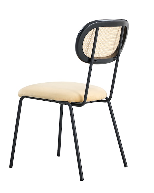 Krzesło Milloor z rattanowy oparciem/ beżowe velvetowe siedzisko  - zdjęcie 12