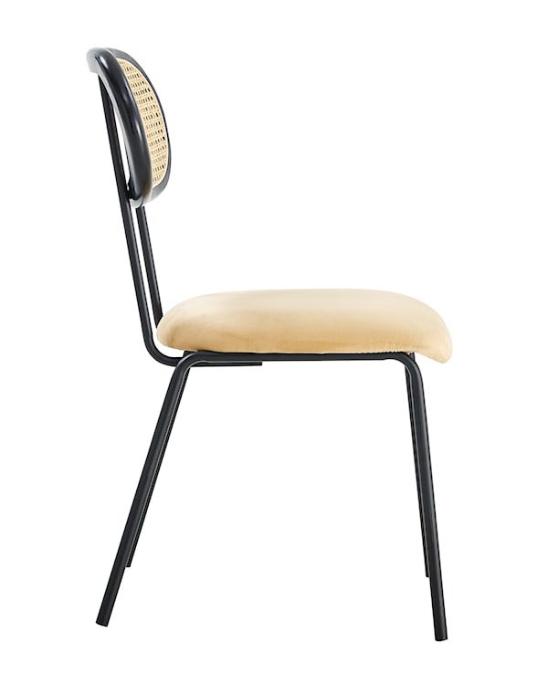 Krzesło Milloor z rattanowy oparciem/ beżowe velvetowe siedzisko  - zdjęcie 14