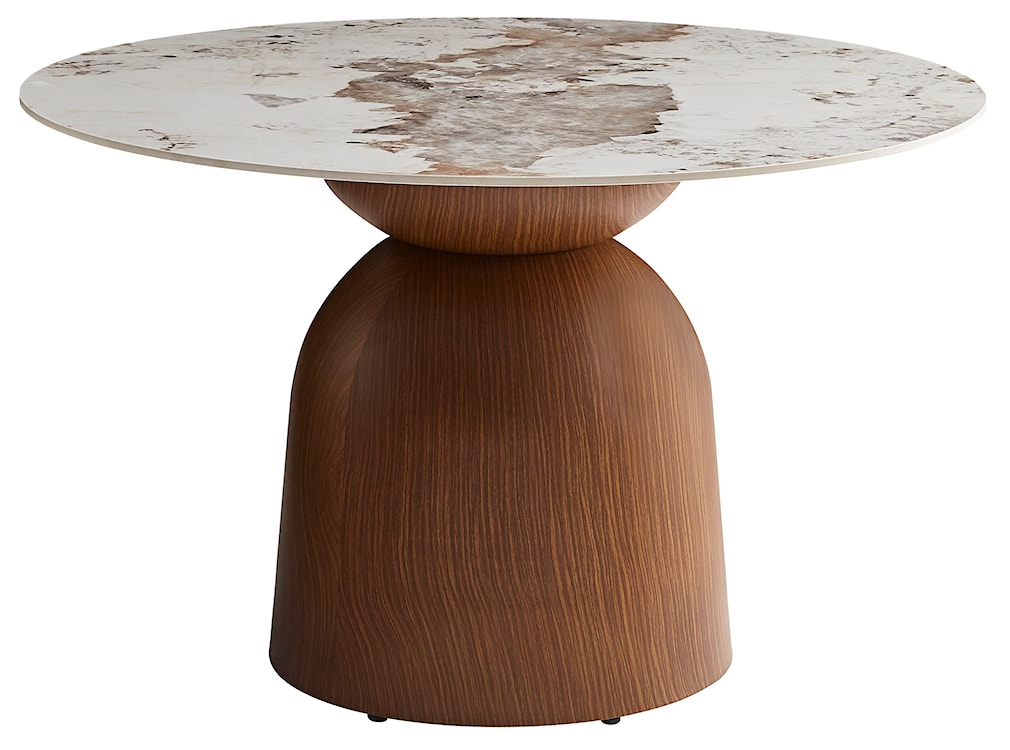 Stół do jadalni Glindro okrągły średnica 120 cm z kamiennym blatem/orzech 
