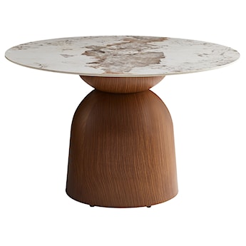 Stół do jadalni Glindro okrągły średnica 120 cm z kamiennym blatem/orzech