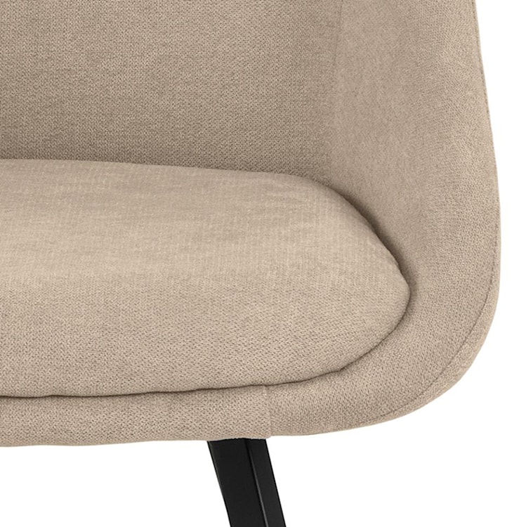 Krzesło z podłokietnikami Gurkeli tapicerowane beżowe na drewnianej podstawie  - zdjęcie 6