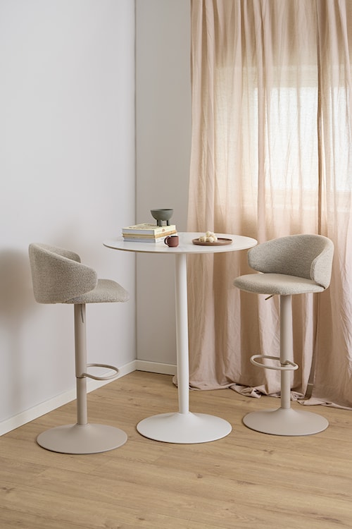 Stolik barowy Roshly średnica 80 cm biały ceramiczny blat z metalową podstawą  - zdjęcie 2