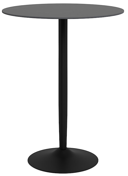 Stolik barowy Roshly średnica 80 cm czarny ceramiczny blat z metalową podstawą 