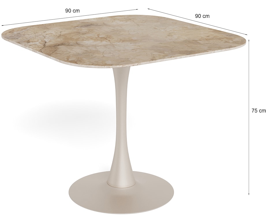 Stół do jadalni Roshly 90x90 cm beżowy ceramiczny blat  - zdjęcie 7