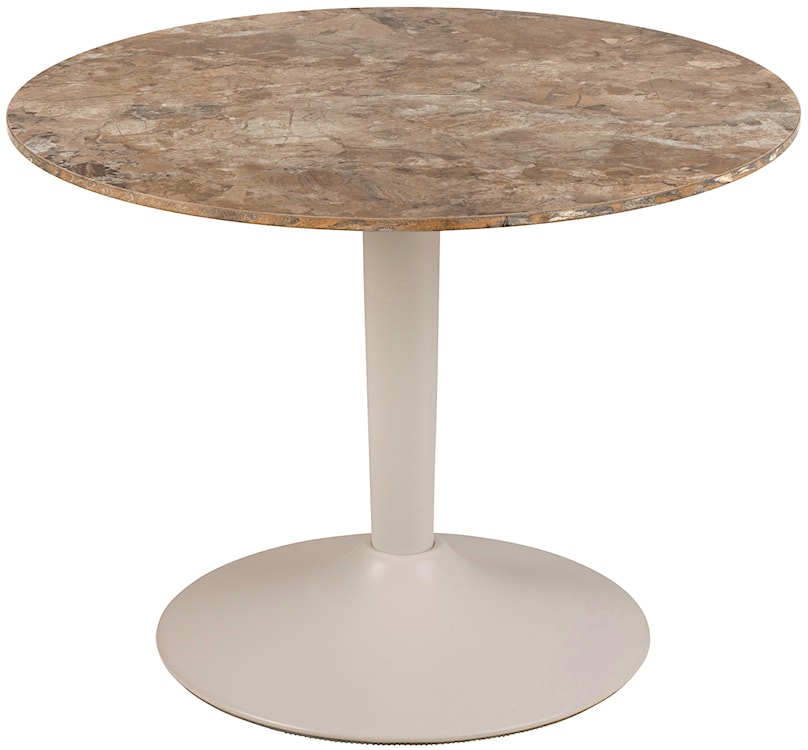 Stolik kawowy Roshly średnica 60 cm trawertyn ceramiczny blat z metalową podstawą 