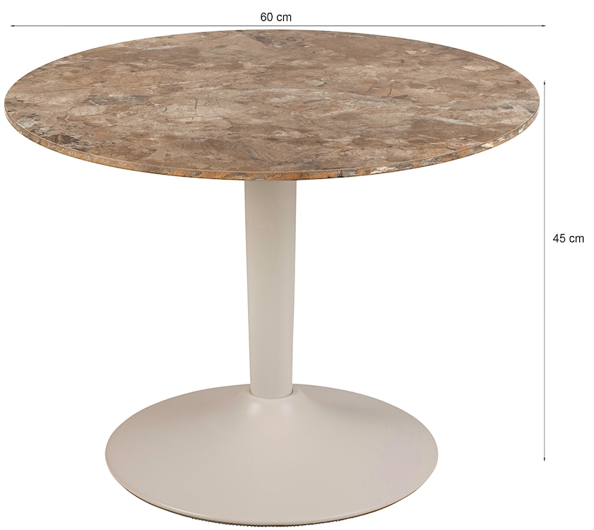 Stolik kawowy Roshly średnica 60 cm trawertyn ceramiczny blat z metalową podstawą  - zdjęcie 6