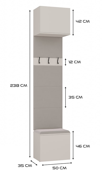 Garderoba trzydrzwiowa Haga z wieszakami i półkami 200 cm kaszmir  - zdjęcie 11