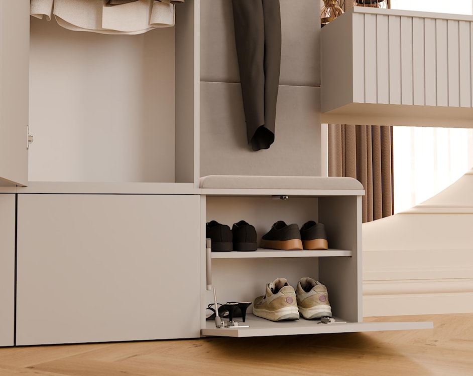 Garderoba dwudrzwiowa Haga z wieszakami i półkami 150 cm kaszmir  - zdjęcie 8