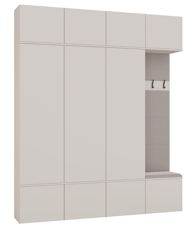 Garderoba trzydrzwiowa Haga z wieszakami i półkami 200 cm kaszmir 