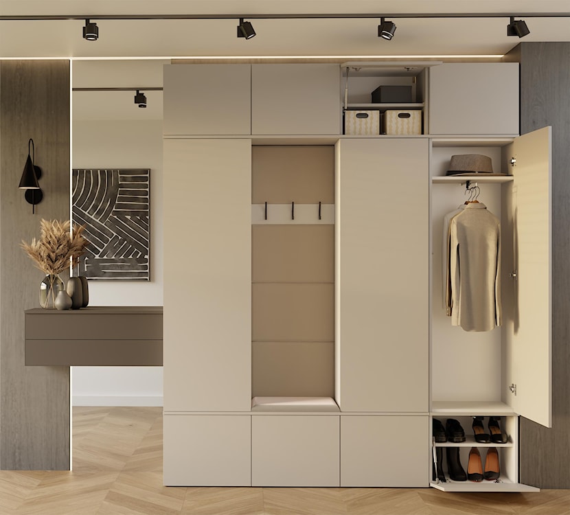 Garderoba trzydrzwiowa Haga z wieszakami i półkami 200 cm kaszmir  - zdjęcie 4