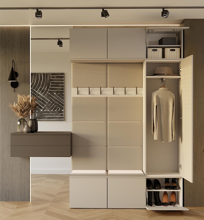 Garderoba jednodrzwiowa Haga z wieszakami i półkami 150 cm kaszmir  - zdjęcie 8