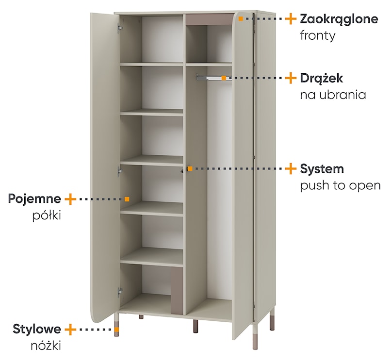 Szafa dwudrzwiowa Harmony 92 cm kaszmir  - zdjęcie 7