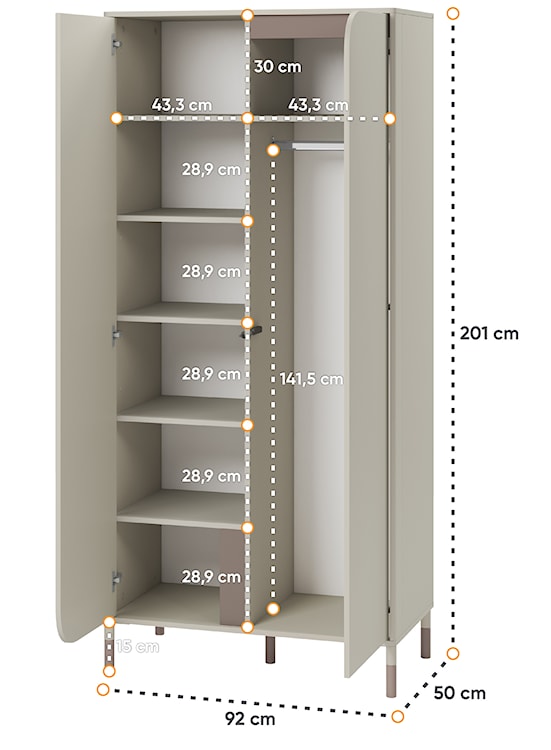 Szafa dwudrzwiowa Harmony 92 cm kaszmir  - zdjęcie 8