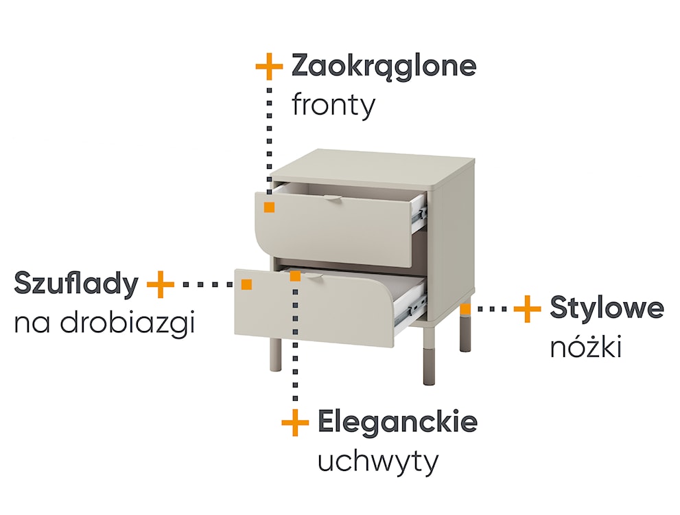 Szafka nocna Harmony z dwiema szufladami kaszmir  - zdjęcie 6