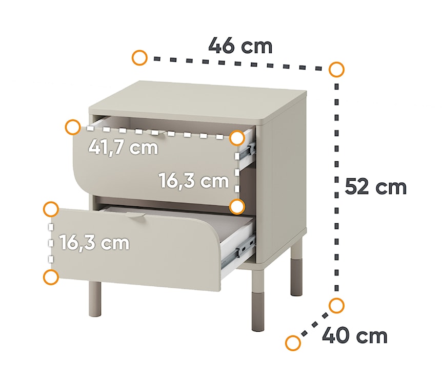 Szafka nocna Harmony z dwiema szufladami kaszmir  - zdjęcie 7