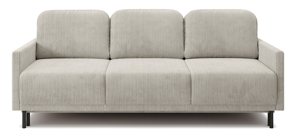 Kanapa rozkładana trzyosobowa Hamiel z pojemnikiem jasnobeżowa sztruks 