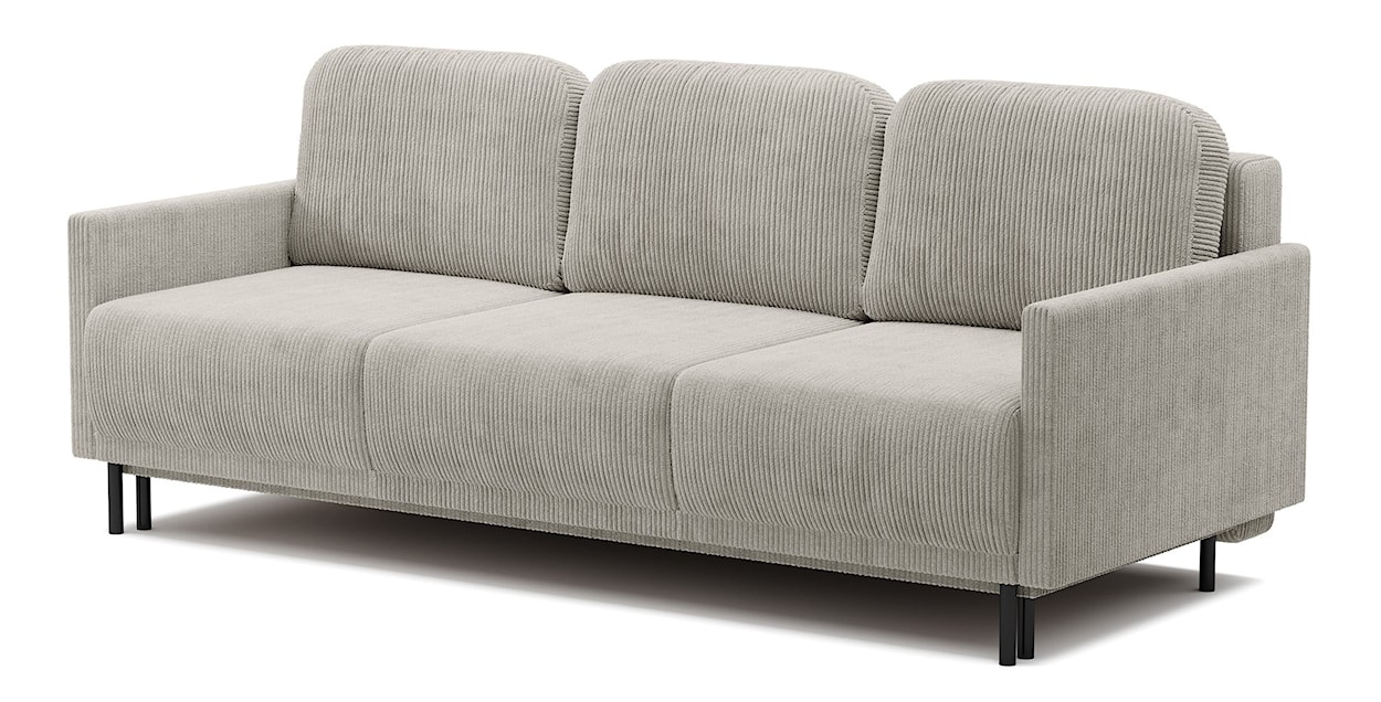 Kanapa rozkładana trzyosobowa Hamiel z pojemnikiem jasnobeżowa sztruks  - zdjęcie 9