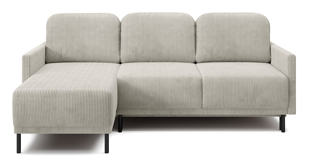 Narożnik rozkładany Hamiel L-kształtny z pojemnikiem uniwersalny jasnobeżowy sztruks