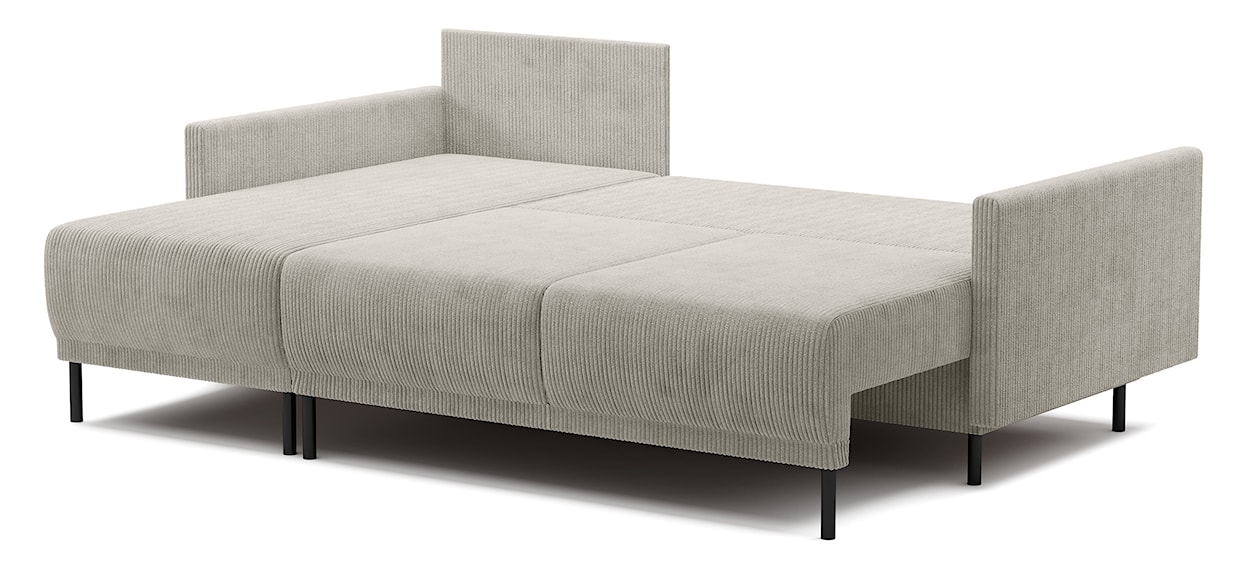 Narożnik rozkładany Hamiel L-kształtny z pojemnikiem uniwersalny jasnobeżowy sztruks  - zdjęcie 3