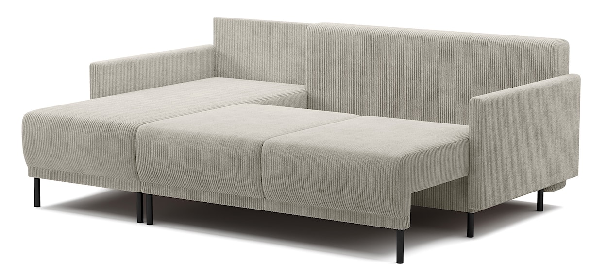 Narożnik rozkładany Hamiel L-kształtny z pojemnikiem uniwersalny jasnobeżowy sztruks  - zdjęcie 4